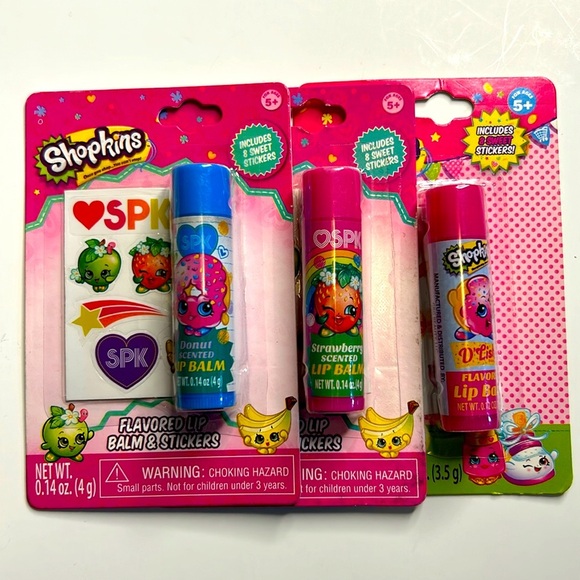 Shopkins Lip Balm & Sticker Bundle- D'lish Donut & Strawberry Kiss Quantity of 3 - Picture 11 of 11